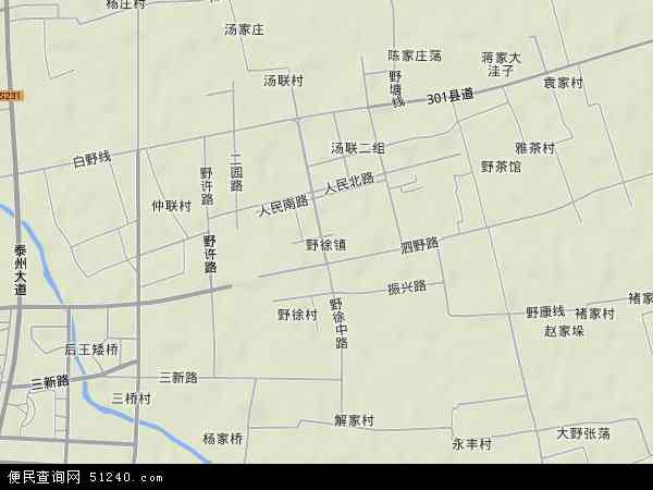 中国江苏省泰州市高港区野徐镇地图(卫星地图)图片
