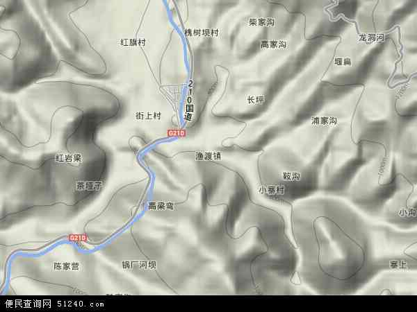 中国陕西省汉中市镇巴县渔渡镇地图(卫星地图)图片
