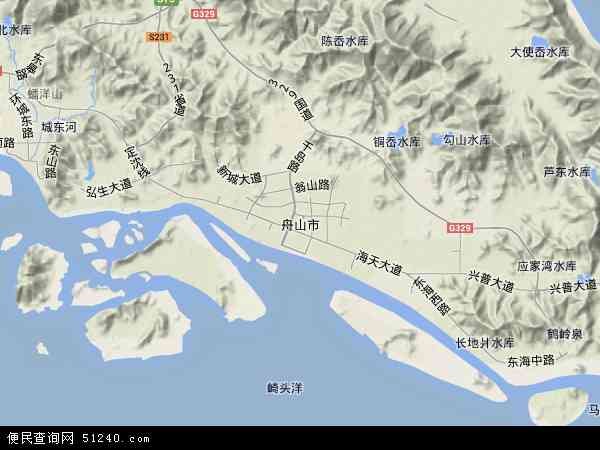 中国浙江省舟山市地图(卫星地图)图片