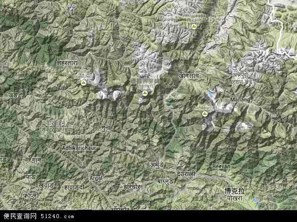 尼泊尔道拉吉里地图(卫星地图)