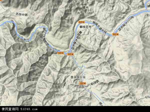 中国四川省攀枝花市东区地图(卫星地图)
