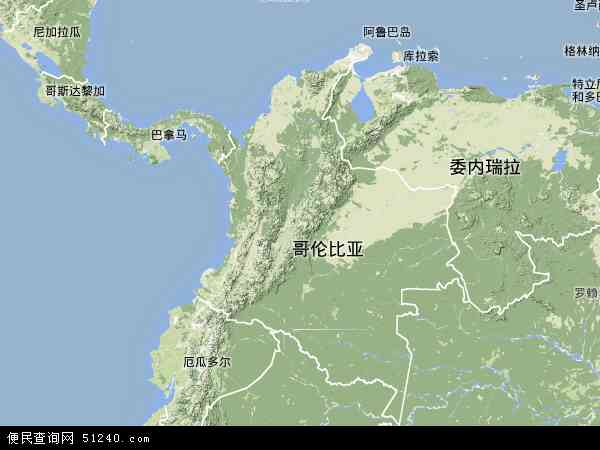 哥伦比亚地图(卫星地图)