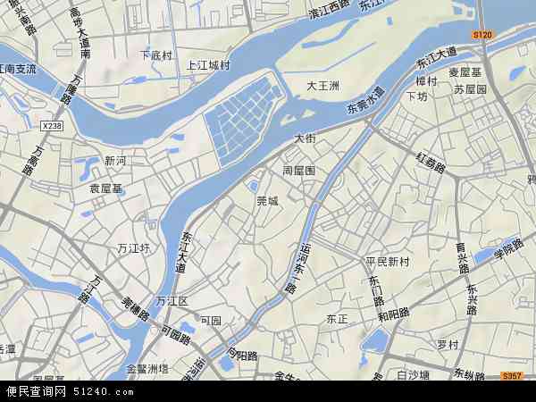 中国广东省东莞市莞城地图(卫星地图)