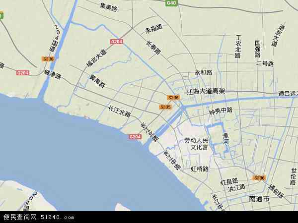 中国江苏省南通市港闸区地图(卫星地图)