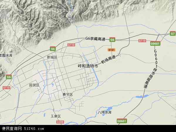 中国内蒙古自治区呼和浩特市地图(卫星地图)图片