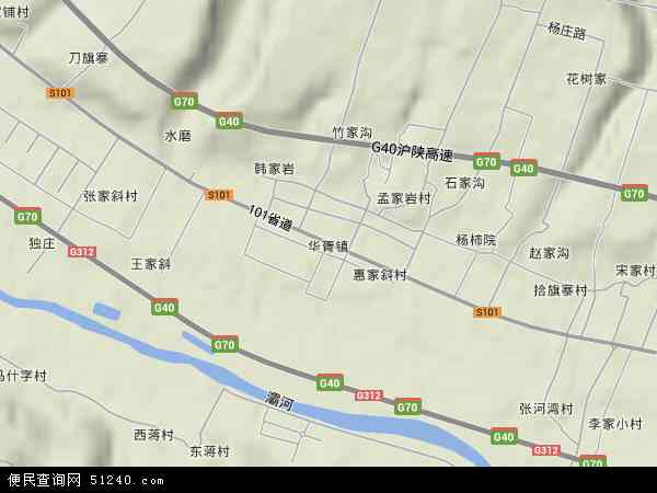 中国陕西省西安市蓝田县华胥镇地图(卫星地图)图片