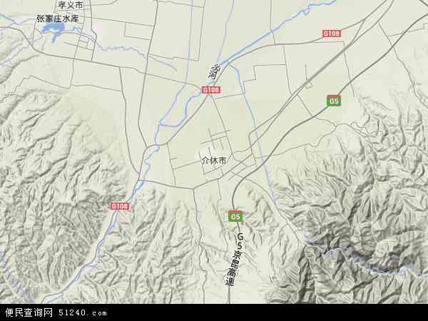 中国山西省晋中市介休市地图(卫星地图)图片