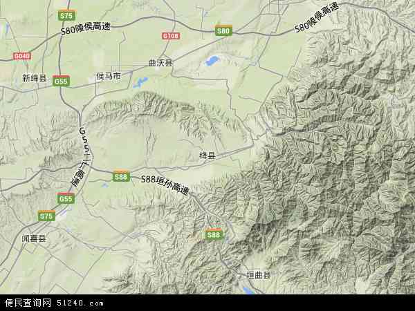 中国山西省运城市绛县地图(卫星地图)图片