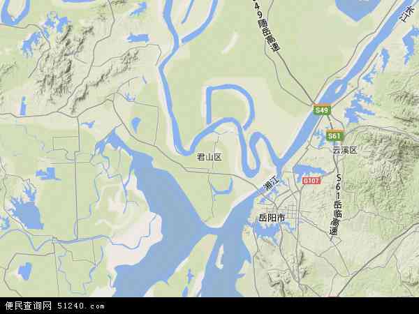 中国湖南省岳阳市君山区地图(卫星地图)图片