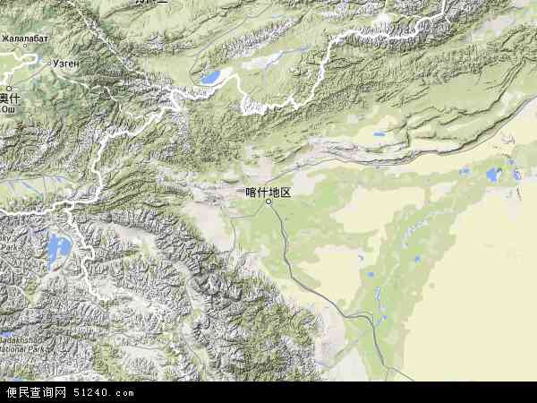 中国新疆维吾尔自治区喀什地区地图(卫星地图)
