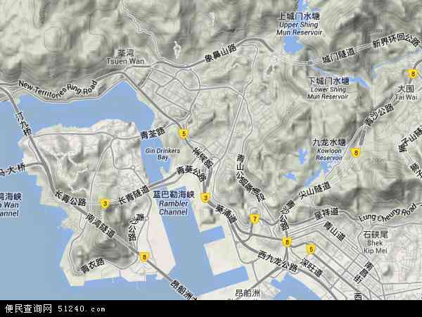 中国香港葵青区地图(卫星地图)图片