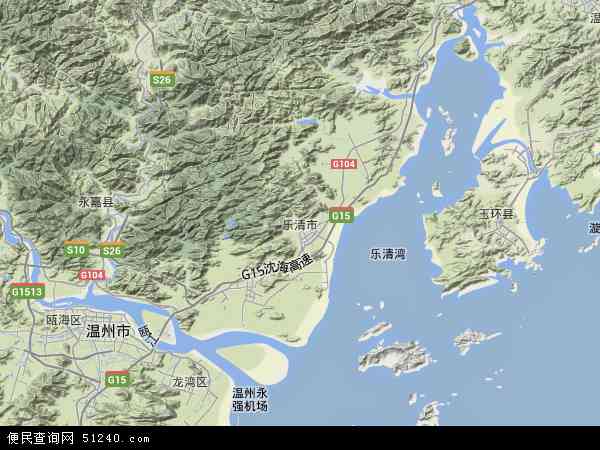 中国浙江省温州市乐清市地图(卫星地图)图片