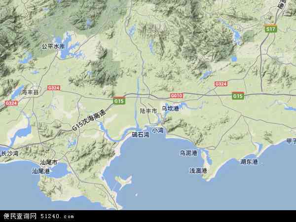 中国广东省汕尾市陆丰市地图(卫星地图)图片