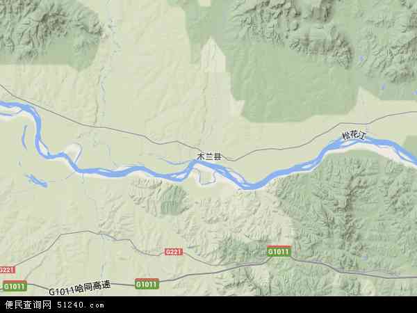 中国黑龙江省哈尔滨市木兰县 /strong>地图(卫星地图)图片