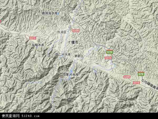 中国湖北省十堰市茅箭区地图(卫星地图)图片