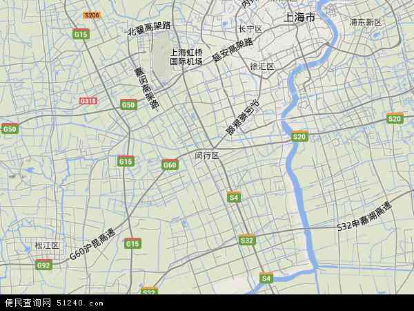 中国上海市闵行区地图(卫星地图)