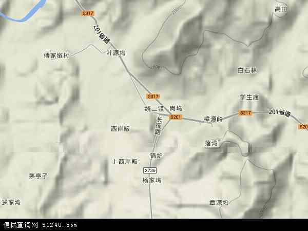 中国江西省上饶市德兴市绕二镇地图(卫星地图)图片