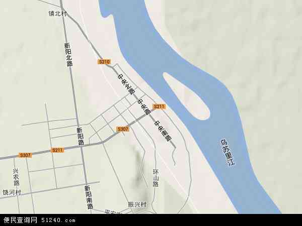 中国黑龙江省双鸭山市饶河县饶河镇地图(卫星地图)图片
