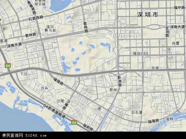 中国广东省深圳市福田区沙头地图(卫星地图)