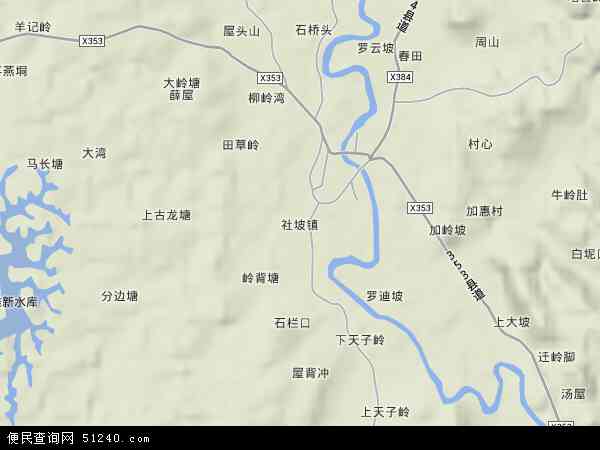 中国广西壮族自治区贵港市桂平市社坡镇地图(卫星地图)图片