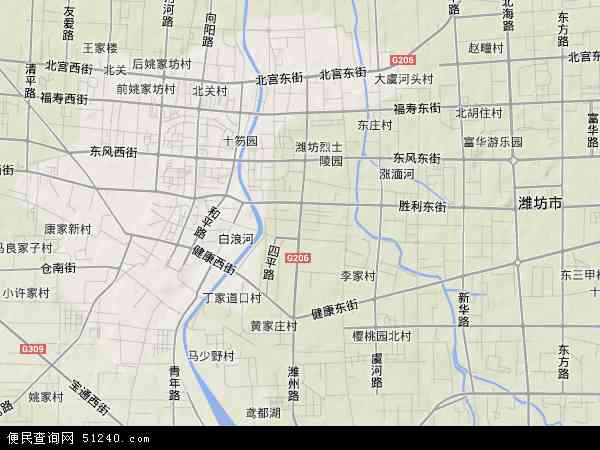 山东省潍坊市奎文区潍州路地图(地图)