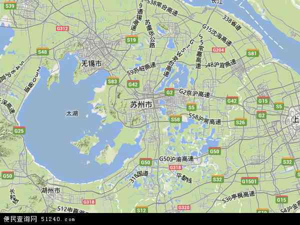 中国江苏省苏州市吴中区地图(卫星地图)图片