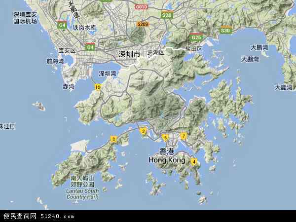 中国香港地图(卫星地图)图片