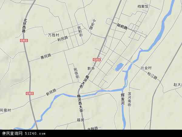 中国吉林省通化市梅河口市新华地图(卫星地图)图片