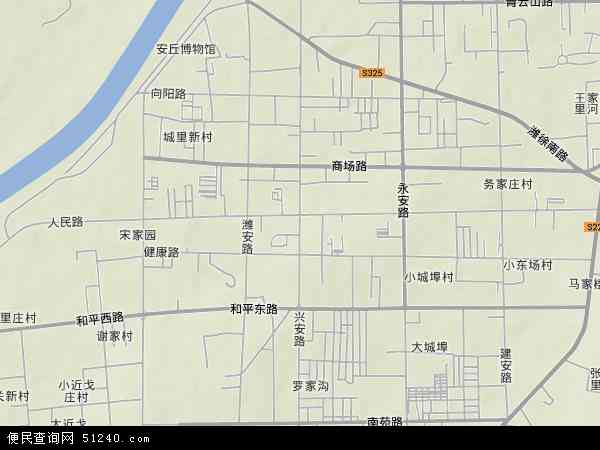 中国山东省潍坊市安丘市兴安地图(卫星地图)图片