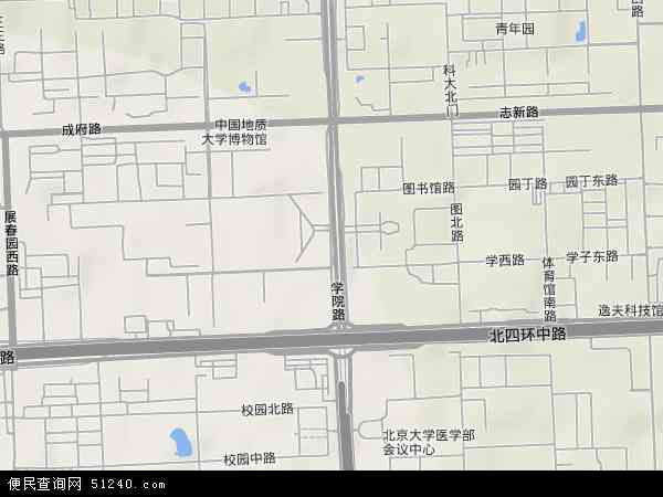 中国北京市海淀区学院路地图(卫星地图)图片