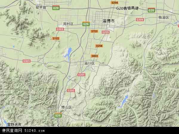 中国山东省淄博市淄川区地图(卫星地图)图片