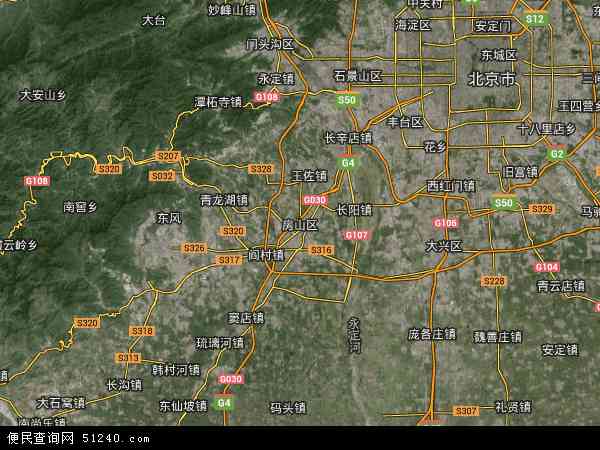 中国北京市房山区地图(卫星地图)