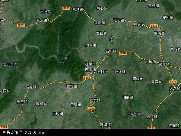 中国广西壮族自治区贵港市桂平市地图(卫星地图)图片