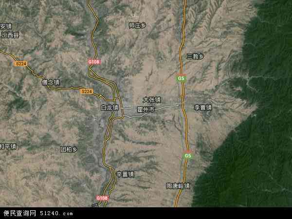 中国山西省临汾市霍州市地图(卫星地图)
