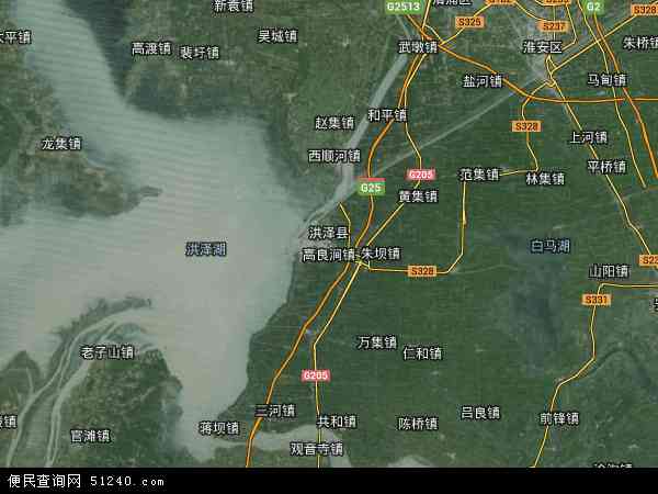 中国江苏省淮安市洪泽县地图(卫星地图)图片