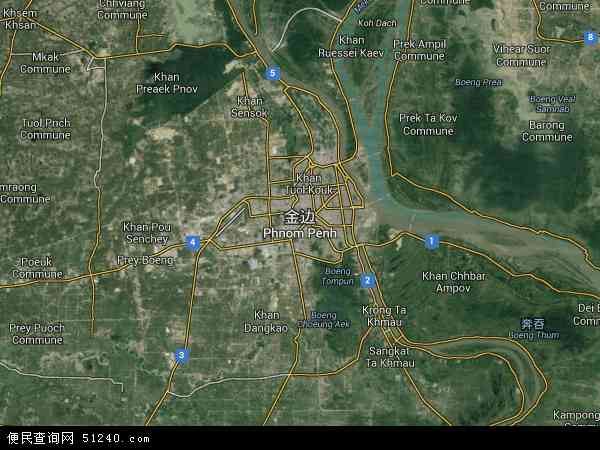 柬埔寨金边市地图(卫星地图)
