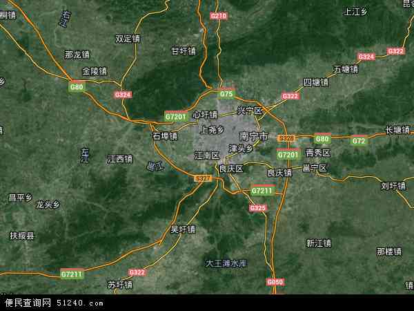 中国广西壮族自治区南宁市江南区地图(卫星地