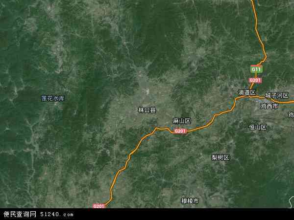 中国黑龙江省牡丹江市林口县地图(卫星地图)图片