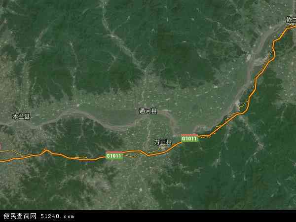 中国黑龙江省哈尔滨市通河县地图(卫星地图)图片