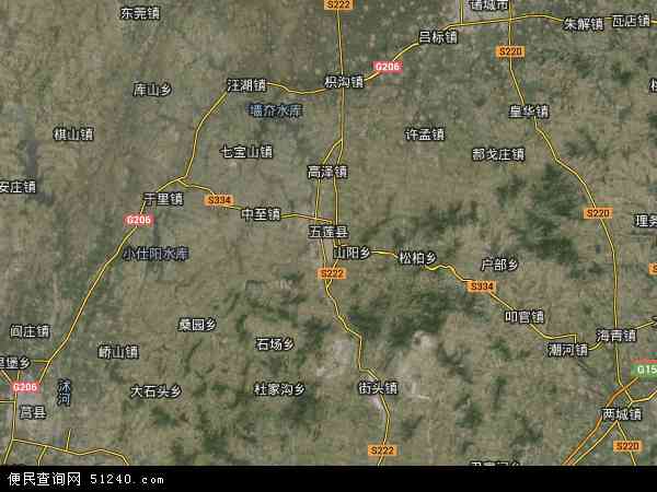 中国山东省日照市五莲县地图(卫星地图)