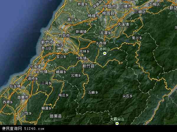 中国台湾新竹县地图(卫星地图)