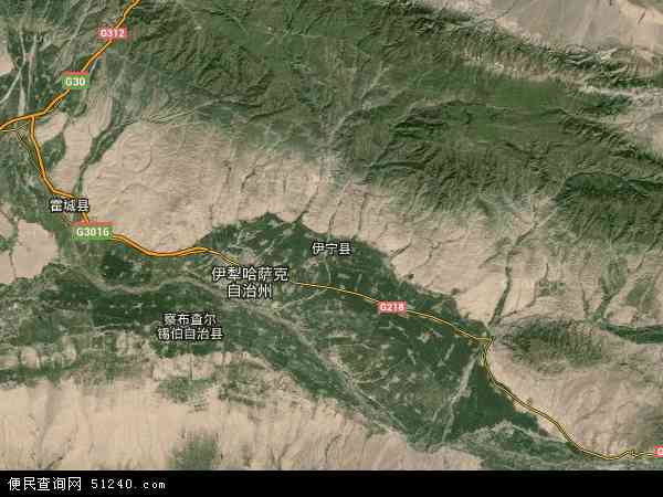中国新疆维吾尔自治区伊犁哈萨克自治州伊宁县地图(卫星地图)图片