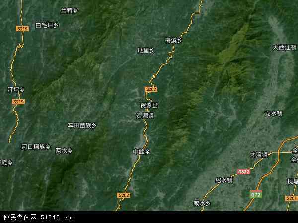 中国广西壮族自治区桂林市资源县地图(卫星地图)图片