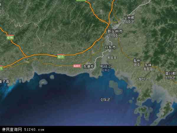 中国辽宁省丹东市东港市地图(卫星地图)图片