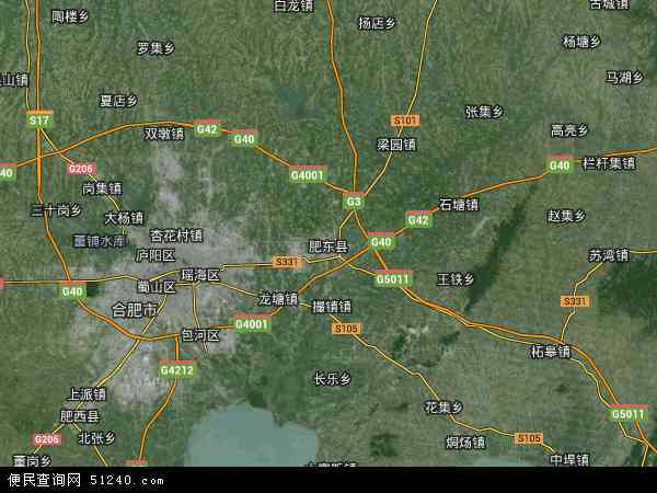 中国安徽省合肥市肥东县地图(卫星地图)