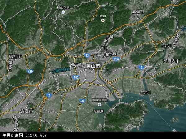 日本冈山地图(卫星地图)