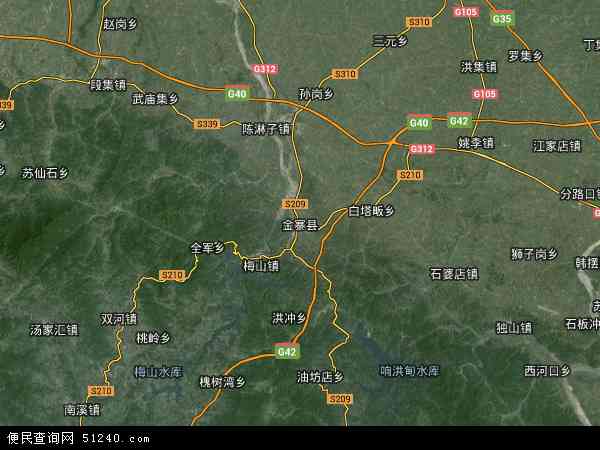 中国安徽省六安市金寨县地图(卫星地图)