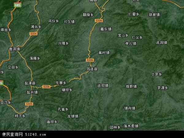 中国四川省宜宾市筠连县地图(卫星地图)图片