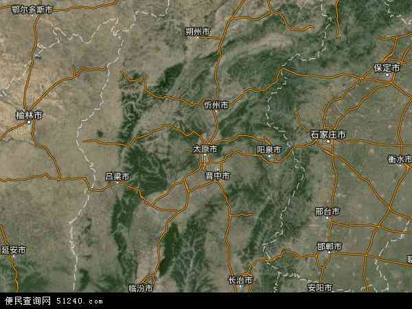 中国山西省地图(卫星地图)
