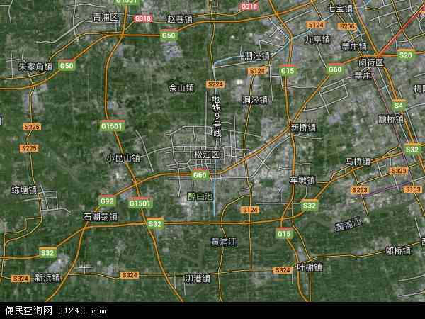 中国上海市松江区地图(卫星地图)